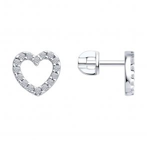 Серебряные серьги Diamant с фианитом 94-122-02257-1 фото