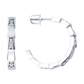 Серебряные серьги Символ года Змея Diamant с фианитом 94-122-02267-1 фото