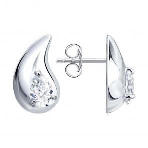 Серебряные серьги Diamant с фианитом 94-122-02268-2 фото