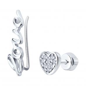 Серебряные серьги Diamant с фианитом 94-122-02295-1 фото