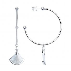 Серебряные серьги Diamant с фианитом и эмалью 94-122-02302-1 фото