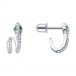 Серебряные серьги Diamant с фианитом 94-122-02312-1 фото