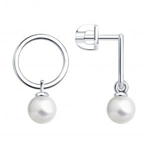 Серебряные серьги Diamant с жемчугом 94-122-02350-1 фото