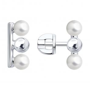 Серебряные серьги Diamant с жемчугом 94-122-02377-1 фото