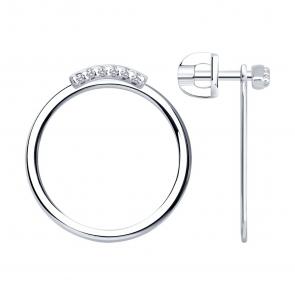 Серебряные серьги-трансформеры Diamant с фианитом 94-122-02379-1 фото