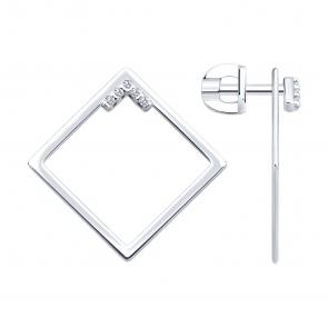 Серебряные серьги-трансформеры Diamant с фианитом 94-122-02380-1 фото