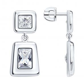 Серебряные серьги Diamant с фианитом 94-122-02409-1 фото