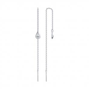 Серебряные серьги Diamant с фианитом 94-123-01438-1 фото