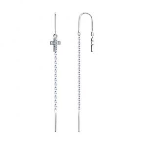 Серебряные серьги-кресты Diamant с фианитами 94-123-01492-1 фото