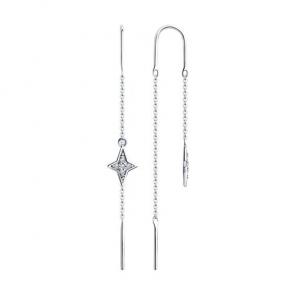 Серебряные серьги Diamant с фианитом 94-123-01503-1 фото