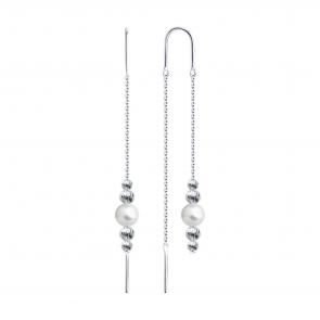 Серебряные серьги Diamant с жемчугом 94-123-01572-3 фото