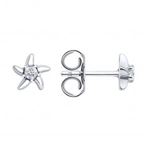 Одиночная серьга из серебра Diamant с фианитом 94-127-00015-1 фото