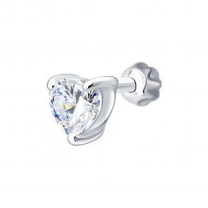 Одиночная серьга из серебра Diamant с фианитом 94-127-02414-1 фото