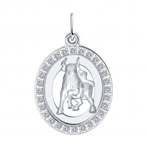 Серебряная подвеска Знак зодиака Телец Diamant с фианитом 94-130-00146-1 фото