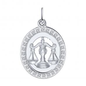 Серебряная подвеска Знак зодиака Весы SOKOLOV с фианитом 94-130-00150-1 фото