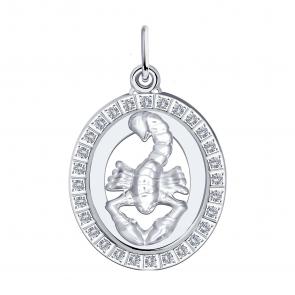 Серебряная подвеска Знак зодиака Скорпион Diamant с фианитом 94-130-00151-1 фото