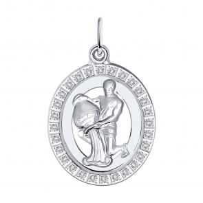 Серебряная подвеска Знак зодиака Водолей Diamant с фианитом 94-130-00154-1 фото