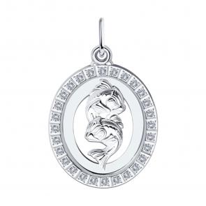 Серебряная подвеска Знак зодиака Рыбы Diamant с фианитом 94-130-00155-1 фото