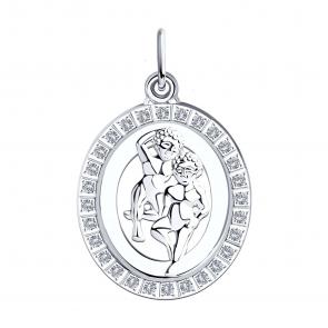 Серебряная подвеска Знак зодиака Близнецы Diamant с фианитом 94-130-00168-1 фото