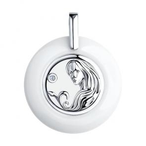 Серебряная подвеска Diamant с фианитом и керамикой 94-130-00575-1 фото