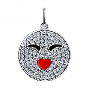 Серебряная подвеска Diamant с фианитом и эмалью 94-130-01054-1 фото