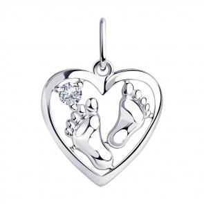Серебряная подвеска Пяточка Diamant с фианитом 94-130-01161-1 фото