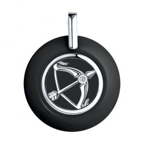 Серебряная подвеска Знак зодиака Стрелец Diamant с фианитом и керамикой 94-130-01258-1 фото