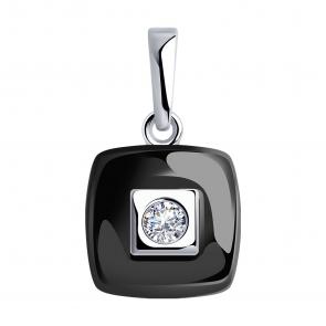 Серебряная подвеска Diamant с фианитом и керамикой 94-130-01278-1 фото