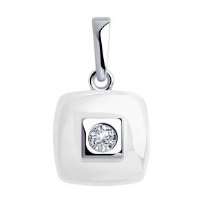 Серебряная подвеска Diamant с фианитом и керамикой 94-130-01278-2 фото