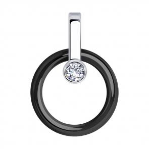 Серебряная подвеска Diamant с фианитом и керамикой 94-130-01280-1 фото
