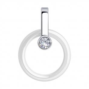 Серебряная подвеска Diamant с фианитом и керамикой 94-130-01280-2 фото