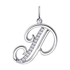 Серебряная подвеска-буква Р Diamant с фианитом 94-130-01374-1 фото