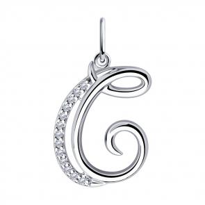 Серебряная подвеска-буква С Diamant с фианитом 94-130-01379-1 фото