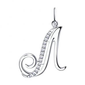 Серебряная подвеска-буква Л Diamant с фианитом 94-130-01406-1 фото