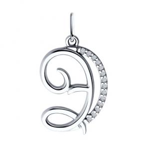 Серебряная подвеска-буква Э Diamant с фианитом 94-130-02003-1 фото