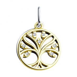 Подвеска из лимонного серебра Diamant с фианитом 94-130-02107-1 фото