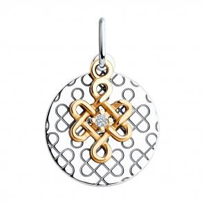 Подвеска Узел счастья из золочёного серебра Diamant 94-130-02121-2 фото