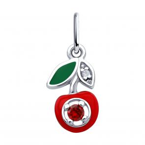 Серебряная подвеска Diamant с фианитом, гранатом и эмалью 94-130-02200-1 фото