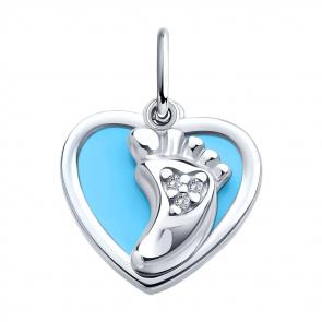 Серебряная подвеска Diamant с фианитом и эмалью 94-130-02222-1 фото