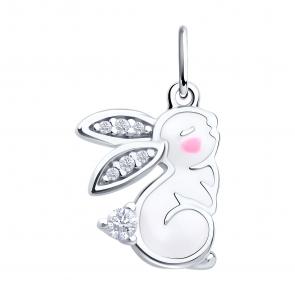 Серебряная подвеска Diamant с фианитом и эмалью 94-130-02223-1 фото