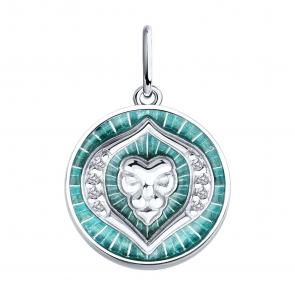 Серебряная подвеска Знак зодиака Лев Diamant с фианитом и эмалью 94-130-02355-1 фото