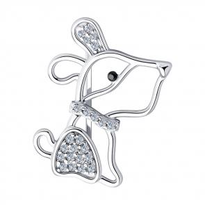 Серебряная брошь Diamant с фианитом 94-140-00766-1 фото