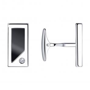 Серебряные запонки Diamant с фианитом и шпинелью 94-160-00366-1 фото