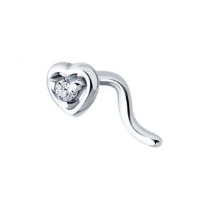Серебряный пирсинг в нос Diamant с фианитом 94-160-02027-1 фото