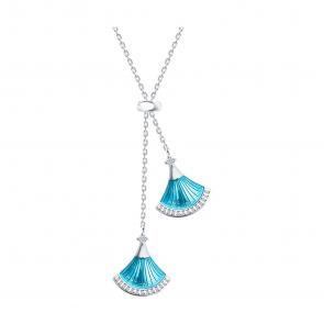 Серебряное колье Diamant с фианитом и эмалью 94-170-02298-3 фото