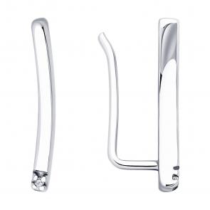 Серебряные серьги Diamant с бриллиантом 94-220-02128-1 фото