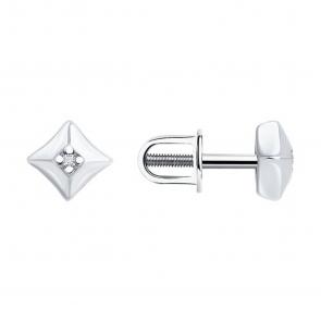 Серебряные серьги Diamant с бриллиантом 94-222-02137-1 фото