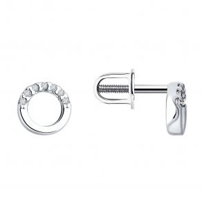 Серебряные серьги Diamant с бриллиантом 94-222-02695-1 фото