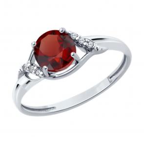 Серебряное кольцо Diamant с фианитом и гранатом 94-310-00175-2 фото