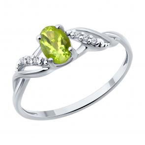 Серебряное кольцо Diamant с фианитом и хризолитом 94-310-00177-2 фото